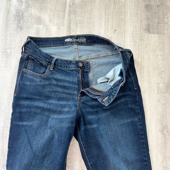 Old Navy Rockstar Jeans Women’s 16 Dark Wash Skinny Mid Rise Ankle Zip Stretch - Picture 4 of 10